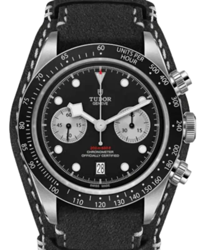 Tudor Black Bay Chrono Stainless Steel Black Dial 41mm Leather