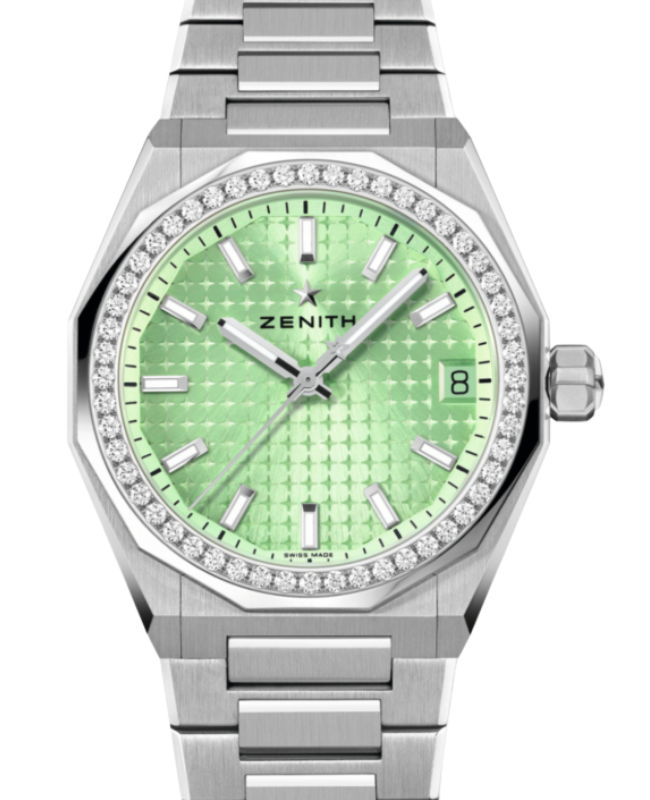 Zenith Defy Skyline 36 Steel Diamond Bezel Metallic Pastel Green