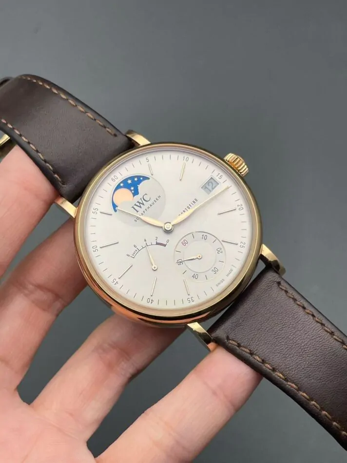 IWC Portofino Hand Wound Moonphase Rose Gold 45mm Silver Plated