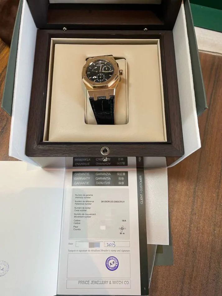 Audemars Piguet Royal Oak Dual Time Rose Gold Black Dial 26120OR